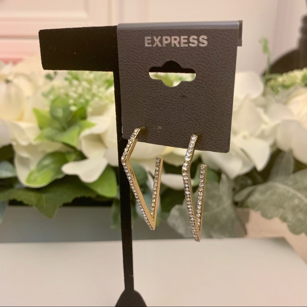 NWT Express Faux Gold & Pave Diamond Earrings